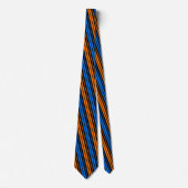 Blauw Oranje Blauw Verticale Strepen Design Stropdas (Voorkant)