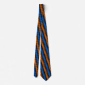 Blauw Oranje Blauw Verticale Strepen Design Stropdas (Achterkant)