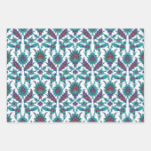 Blauw Oranje Blauwgroen rood wit oosterse Floral P Inpakpapier Vel (Voorkant 3)