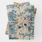 Blauw Oranje Blauwgroen wit patroon met grafische  Inpakpapier Vel (In situ)