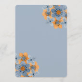 Blauw & Oranje Bloem Bruiloft Advieskaart Onlijnt (Achterkant)