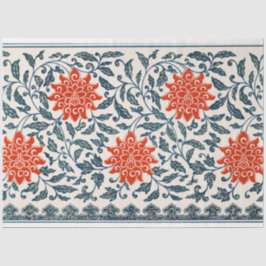 Blauw & Oranje bloemendecoupage tissue Tissuepapier
