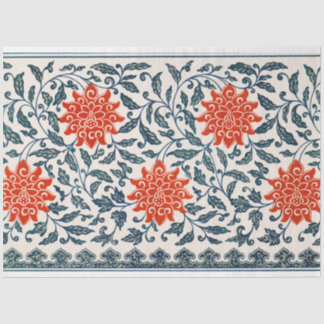 Blauw & Oranje bloemendecoupage tissue Tissuepapier
