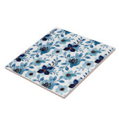 Blauw oranje bloemfloreel roos tuinbloemen tegeltje (Zijkant)