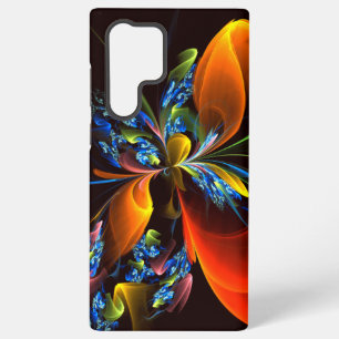 Blauw Oranje Bloemig Modern Abstract Kunstpatroon  Samsung Galaxy Hoesje