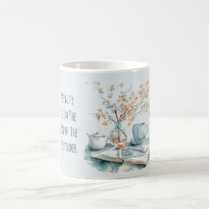 Blauw Oranje Bloemige Schoonheid Is   Koffiemok