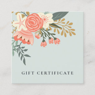 Blauw Oranje Blush Ambrosia Floral Gift Certificat Vierkante Visitekaartje