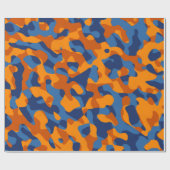 Blauw Oranje Camouflage-afdrukpatroon Cadeaupapier (Vlak)