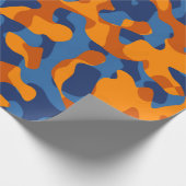 Blauw Oranje Camouflage-afdrukpatroon Cadeaupapier (Hoek)