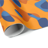 Blauw Oranje Camouflage-afdrukpatroon Cadeaupapier (Rol Hoek)