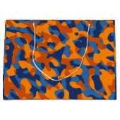 Blauw Oranje Camouflage-afdrukpatroon Groot Cadeauzakje (Voorkant)