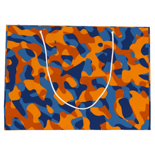 Blauw Oranje Camouflage-afdrukpatroon Groot Cadeauzakje (Achterkant)
