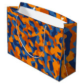 Blauw Oranje Camouflage-afdrukpatroon Groot Cadeauzakje (Achterkant Gekanteld)
