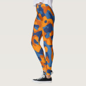 Blauw Oranje Camouflage-afdrukpatroon Leggings (Links)
