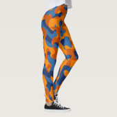 Blauw Oranje Camouflage-afdrukpatroon Leggings (Rechts)