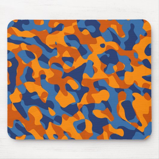 Blauw Oranje Camouflage-afdrukpatroon Muismat (Voorkant)