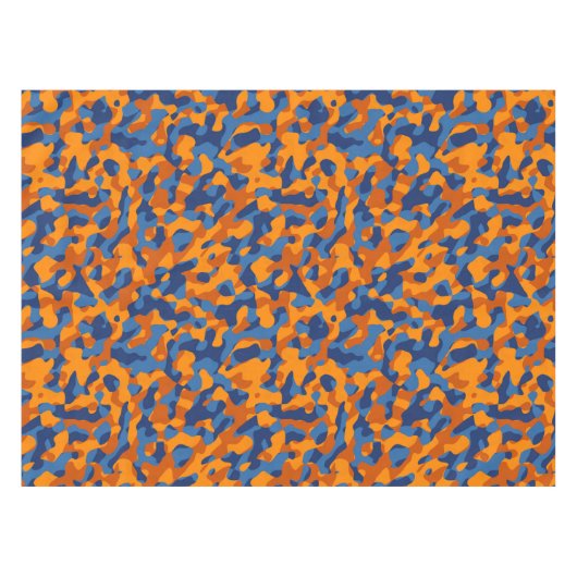 Blauw Oranje Camouflage-afdrukpatroon Tafelkleed (Voorkant (Horizontaal))
