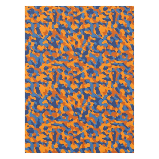 Blauw Oranje Camouflage-afdrukpatroon Tafelkleed (Voorkant)