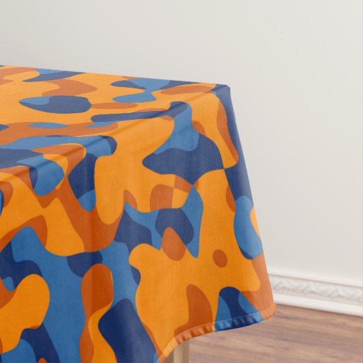 Blauw Oranje Camouflage-afdrukpatroon Tafelkleed (Voorbeeld)