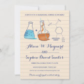 Blauw & Oranje Chemie Repetitie Diner Uitnodiginge Kaart (Voorkant)