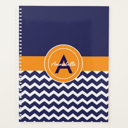 Blauw Oranje Chevron Planner (Voorkant)
