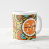 Blauw Oranje cirkels Monogram Grote Koffiekop (Voorkant rechts)