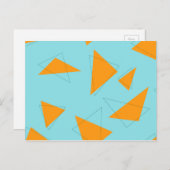 Blauw, oranje, cool, trendy, modern driehoekspatro briefkaart (Voorkant / Achterkant)