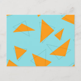 Blauw, oranje, cool, trendy, modern driehoekspatro briefkaart