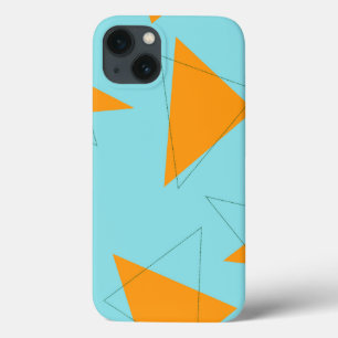 Blauw, oranje, cool, trendy, modern driehoekspatro Case-Mate iPhone case