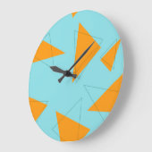 Blauw, oranje, cool, trendy, modern driehoekspatro grote klok (Hoek)