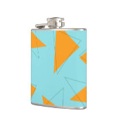 Blauw, oranje, cool, trendy, modern driehoekspatro heupfles (Links)