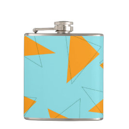 Blauw, oranje, cool, trendy, modern driehoekspatro heupfles