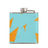 Blauw, oranje, cool, trendy, modern driehoekspatro heupfles (Achterkant)