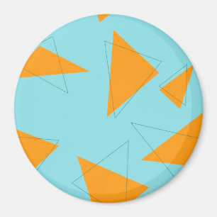 Blauw, oranje, cool, trendy, modern driehoekspatro magneet