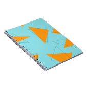 Blauw, oranje, cool, trendy, modern driehoekspatro notitieboek (Rechterzijde)