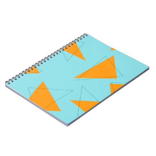 Blauw, oranje, cool, trendy, modern driehoekspatro notitieboek (Linkerzijde)