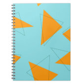 Blauw, oranje, cool, trendy, modern driehoekspatro notitieboek (Voorkant)