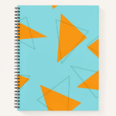 Blauw, oranje, cool, trendy, modern driehoekspatro notitieboek (Voorkant)