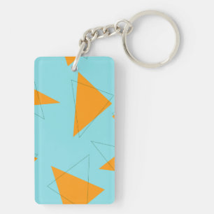 Blauw, oranje, cool, trendy, modern driehoekspatro sleutelhanger