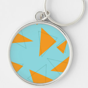 Blauw, oranje, cool, trendy, modern driehoekspatro sleutelhanger