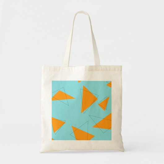 Blauw, oranje, cool, trendy, modern driehoekspatro tote bag (Voorkant)