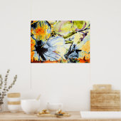 Blauw, oranje en groen Abstract Poster (Keuken)