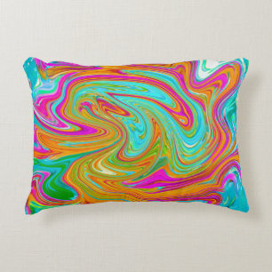 Blauw, Oranje en Heet Roze Groovy Abstract Retro Accent Kussen