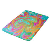 Blauw, Oranje en Heet Roze Groovy Abstract Retro Badmat (Gekanteld)