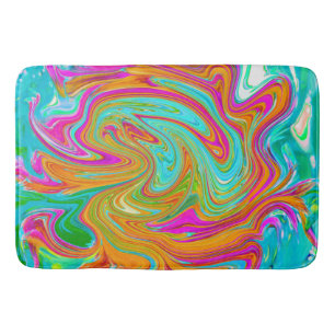 Blauw, Oranje en Heet Roze Groovy Abstract Retro Badmat