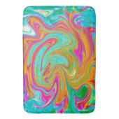 Blauw, Oranje en Heet Roze Groovy Abstract Retro Badmat (Voorkant Verticaal)
