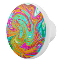 Blauw, Oranje en Heet Roze Groovy Abstract Retro