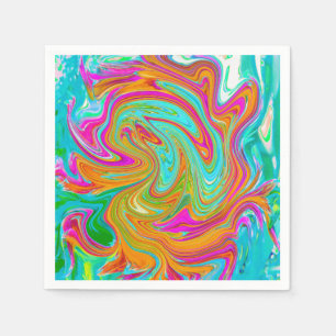 Blauw, Oranje en Heet Roze Groovy Abstract Retro Servet