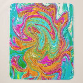 Blauw, Oranje en Heet Roze Groovy Abstract Retro Sherpa Deken