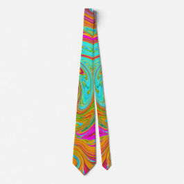 Blauw, Oranje en Heet Roze Groovy Abstract Retro Stropdas